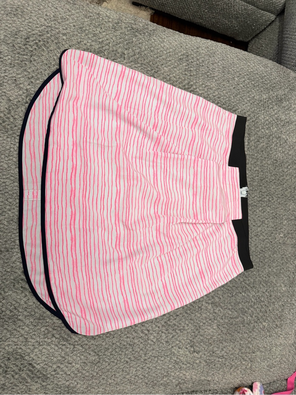 Armani Exchange Pink Striped Circle Skirt with Black Trim